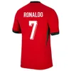 24 25 Portugalii koszulki piłkarskie b. Fernandes Ronaldo Portugalia 2024 mężczyzn Kit Kit Boy Child Shorts Joao Felix Pepe Bermardo Football Top Mundlid