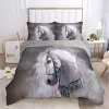 Wit Horse Deksel Set Queen Size 3D Steed Print beddengoed Sets Wildlife dekter Cover Dieren Bedspread Cover quilt Cover