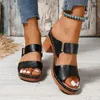 Slippers Women's Summer Style Simple Solid Color PU Leather Sandals Outdoor Casual Comfortable Beach Skirt High Heels