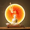 Sakyamuni Buddha Statue Tathagata Buddha Figure Large Buddha Statue Ceramic Lamp Circle Living Room For Incense Porch Home Decor