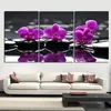 3panel hd imprimer zen pierres pourpre papillon orchidée peinture images modulaires affiche art mur