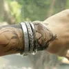 Bangle 3pcs/set Luxury Roman Number 316L Stainless Steel Wristband Braiding Bangles Opening C Shaped Cuff Bracelets For Men 24411