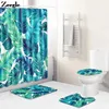 Tappetini da bagno tappetino verde e set di tende per doccia foglie assorbenti tappeti water stampati decorazioni da bagno moquette piede flanella