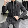 Ternos masculinos de negócios formais casuais homens 3 peças clássicas slim fit nitch lapela botão único terno masculino casamento noivo figurino de smoking homme