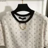 デザイナーニットTシャツ女性ブランドレディース服サマートップファッションレター印刷ロゴ半袖レディースTシャツ4月11日