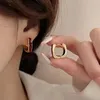 Stud Earrings Elegant Trendy Niche Design Alloy Square Shape Dripping Oil Ear Buckles Women Hoop Drop Glaze Korean Style