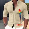 남성용 캐주얼 셔츠 근육 운동 피트니스 셔츠 의류 상단 버튼 꽃과 새 고리 디자이너 디자인 패션 플러스 사이즈