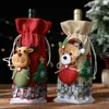 Party Decoration Drawstring Wine Bottle Bag Christmas With Festive Santa Claus Reindeer Snowman Bear for Holiday