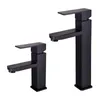 Bathroom Sink Faucets Stainless Steel Black Washbasin Modern Cold And Mixer Tap Square Single Hole Faucet