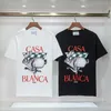 2023 Casablanca dubbelgarn Pure Cotton Mens and Womens T-shirts Hip Hop Casablanca Kort ärmar