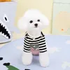 Vestuário para cães, moda atraente listrada outono e inverno knit suéter de cachorro Bichon Teddy Cat Roupos quente pequeno