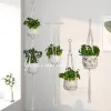 Tuinieren planten bonsai hangende mand handgemaakte macrame bloem pot geknoopte touw planten hanger bohemian balkon home tuin decor