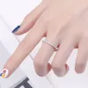 يوم الصفاء S925 Sterling Silver Plate Platinum Fine Jewelry Real D Color 1.5mm*15pcs Full Moissanite Row Ring للنساء الزوجين