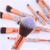 Makeup Brushes Professional Make Up 10Pcs Set Diamond Brush Bag Powder Foundation Tools Eye Shadow Brushs Eyeliner Brow Drop Delivery Otfqk