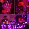 Party Decoration 2024 Orange Halloween Lights LED Battery 8 Modes String Indoor Outdoor Xmas Bedroom Patio