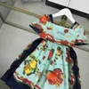 Brand girls partydress Fruit pattern printing baby skirt Size 100-160 CM kids designer clothes summer Princess dress 24April