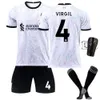 2223 Новый гостей 11 Salah Grey White Set Set 27 Darwin Jersey с длинными носками