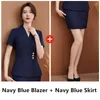 Robe en deux pièces NAVIU Elegant Navy Blue Slim Fashion Summer Business Professional Business Femmes de travail Jupe Jupe Blazer and Ladies tenue S-4XL