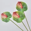 Flores decorativas 4 PCs Simulação Anthurium Andraeanum lind ramo artificial Delicate Bouquet Decor Injeção Moldagem