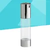 Lagringsflaskor 50 ml transparent silver luftlös pumpflaskpress lotion burk emulsion dispenser