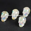 Arcobaleno titanio aura quarzo in pietra cranio intagliato cranio guarigione di cristalli gemme decorazioni per la casa