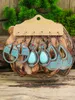 Vintage Boho Blue Stone Turquoise Drop Brincos Definir borlas geométricas étnicas pendentes de bronze ouvidos jóias da moda feminina