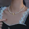 Chaines Design de fleur de rose élégante Naturel Eau douce Perle 14K Gold Feme Collier Femelle Bijoux pour les femmes Saint-Valentin