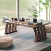 Bamboo Tatami Tea TableスモールジャパンシッティングコーヒーテーブルWindowill Web-Red Chinine Side Table