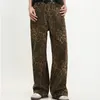 Men's Jeans Tan Leopard Women&Men Denim Pants Large Wide Leg Trousers Street Wear Hip Hop Vintage Cotton Loose Casual