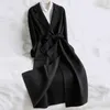 2023 Automne Hiver Trench Trench Mabèles de laine Femmes Boungers à double serviette avec une ceinture élégante manteau en laine Veste Femme Tops chauds