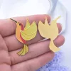 6pcs AD3349 New Design Brass Gold Plated Hummingbird Colorful Charms Painted Cute Animal Pendant Jewelry Earring Accessories