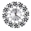 Wall Clocks S Round Rhinestone Flower Clock Living Room Home Restaurant Hanging Decor Metal Iron Watch DIY