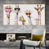 Ddhh wall art toile imprimer couleur animal image girafe peinture de peinture familiale pour le salon décoration intérieure sans cadre