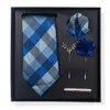 Tie Erkek Moda Clear Stripe Few Fındık 6 Parçalı Hediye Kutusu Kare Eşarp Klipsi Göğüs Çiçek Seti