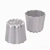 Backformen 6pcs runde Blütenform Formform Mini Aluminiumlegierung Cannele Nicht-Stick-Pudding-Dessert-Kuchenformzubehör