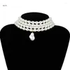 Choker X7ya Multilayer Pearl Necklace Vintage Imitation Multirand Halsband bröllop smycken