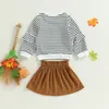 Kledingsets Toddler Baby Girl Halloween 2pcs Autumn Suit Stripe Pompoenprint Ruffled Sweatshirt met lange mouwen A-lijn rokoutfits