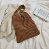 Tas wol gebreide schouderwinkelen voor vrouwen vintage mode katoenen doekmeisjes mirt shopper grote vrouwelijke handtas