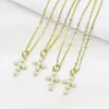 Pendanthalsband 10 stycken Cross Necklace Natural Tiny Pearls Fashion Jewelry Chain