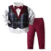 Kid Boy formelle Geburtstags-Outfit-Anzug Kleinkind Gentleman Hochzeit gestreift