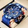 Montre-bracelettes Lige Fashion Man Watch Top Clocks Sports décontractés Slicone Slicon Chronographe Imperméable Quartz Watchs masculins Date