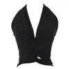 Wear Wear Latin Dance Tops Femmes Sexy V-Neck Halter Bandage Vest Rumba Samba Tap Dancing Practice Vêtements Backless Black Shirts DNV13841