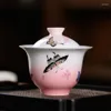 Zestawy herbaciarskie Pure Hand Rysowanie Dwie tylko okładki Teacup Pojedynczy zestaw herbaty High-end Jingdezhen Orchid Brewing Bowing Master Cup