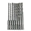 Ny SDS-plus dubbel Groove Drill Body Tips 4 Cutters Crosshead Twisted Spiral Drill Tip Electric Hammer Masonry Drill Bits Kit