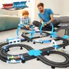 1:64トラックレーシングおもちゃ電気鉄道トラックおもちゃセットレーシングトラックダブルリモートコントロールカーのおもちゃスロットカーナタールギフト