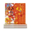 Table Mats Abstract Orange Background Ceramic Coasters (Square) Christmas Tea Pot Cup Pads For Coffee Mugs