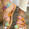 Sommer flach farbenfrohe Schmetterling dekorierte Strand Sandalen Outdoor Frauenschuhe für Frauen 240410