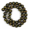 8/10mm Six Word Mantra Prayer Feng Shui Beads Black Obsidian Agate Round Buddha Beads for DIY Bracelets Jewelry Making Accsories