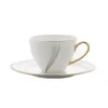 Tazas 240/320 ml de oro europeo descrita la taza de café tazón de té de té inglés plato de porcelana estilo minimalista
