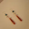 Dangle Earrings 1 Piece Of Vintage Chinese Women's Jade Exquisite Imitation Chalcedony Ladies' Temperament Accessory